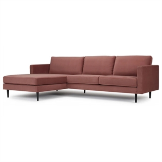 Nabbe 3 personers sofa m. chaiselong | Rødt stof